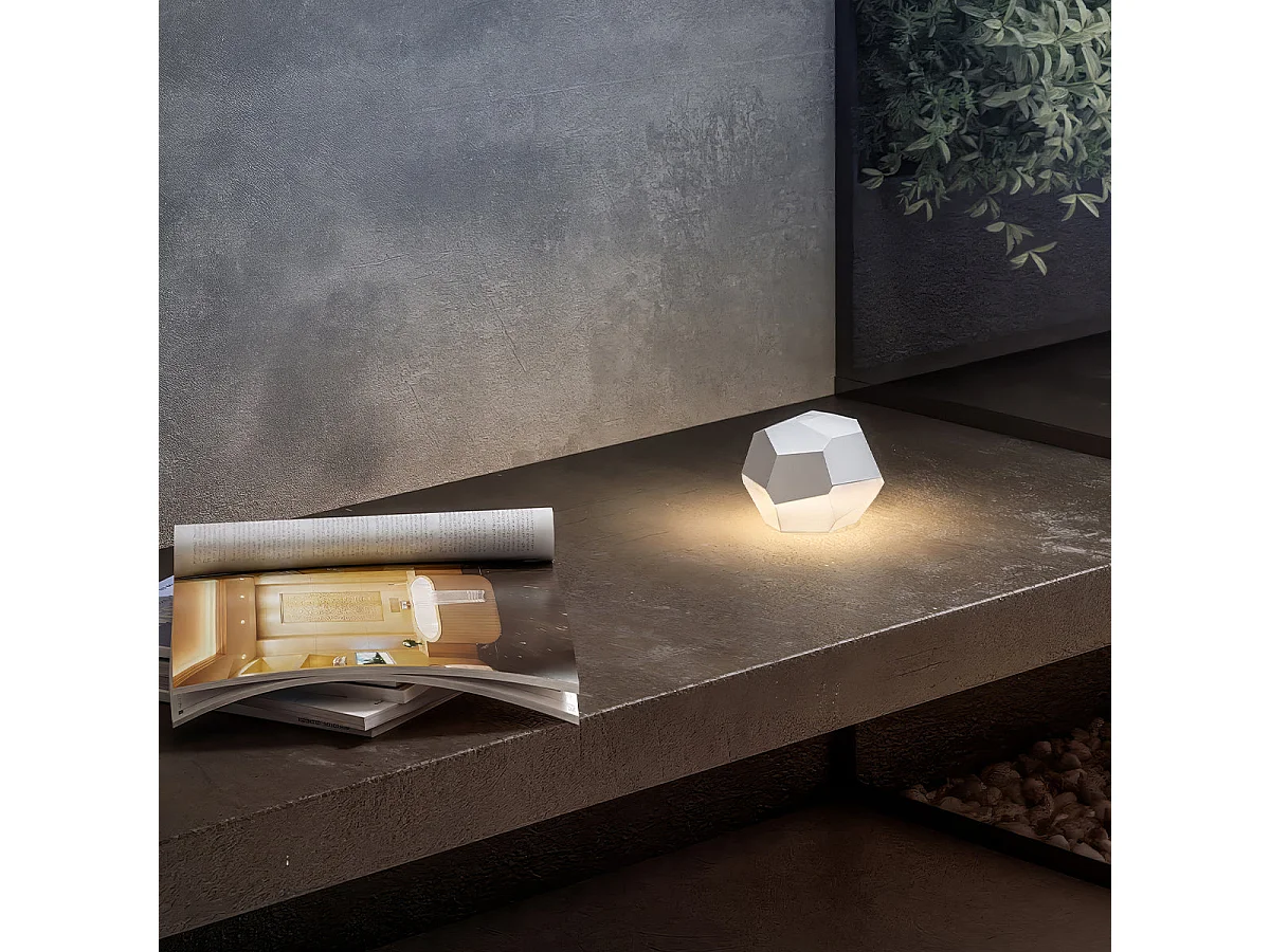 Lampe de table touch sans fil aluminium STONE Blanc H33cm