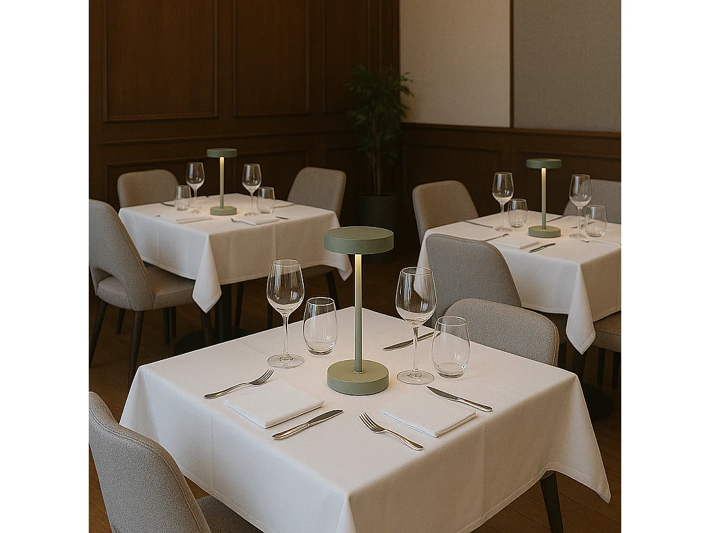 Lampe de table sans fil aluminium SANDY MINI Vert H25 cm