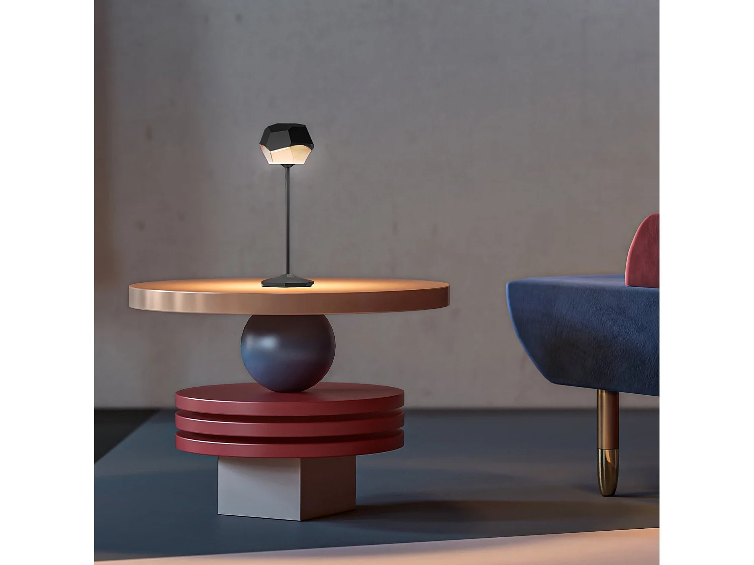 Lampe de table touch sans fil aluminium STONE Noir H33cm