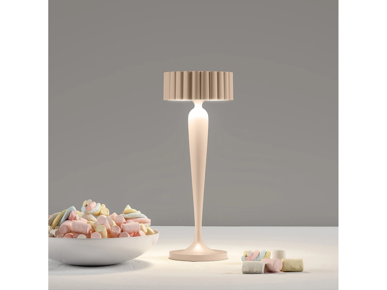 Lampe de table sans fil touch aluminium TWIGGY Sable H26 cm