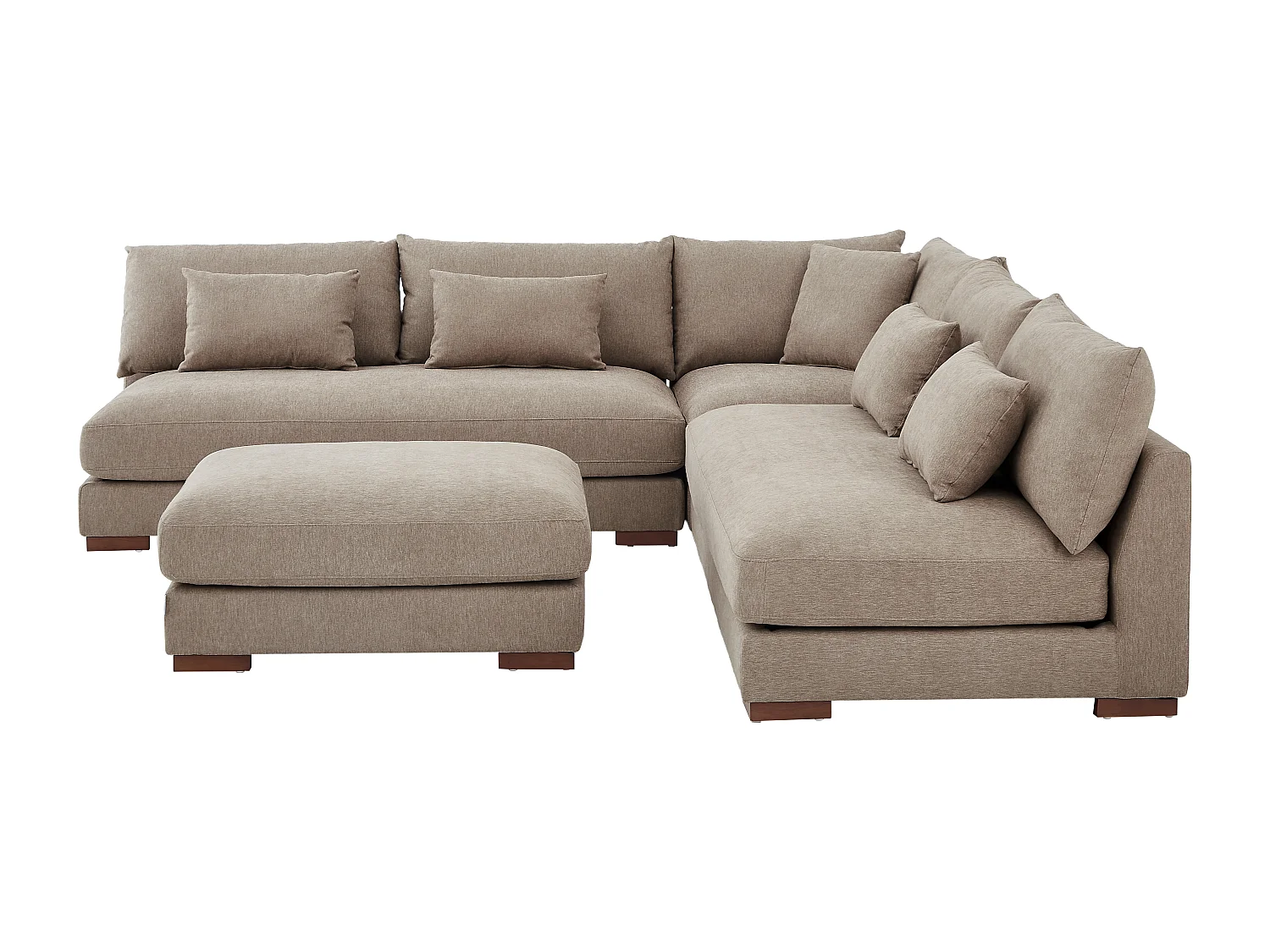 Canapé d'angle réversible et pouf en tissu texturé taupe SPERONE