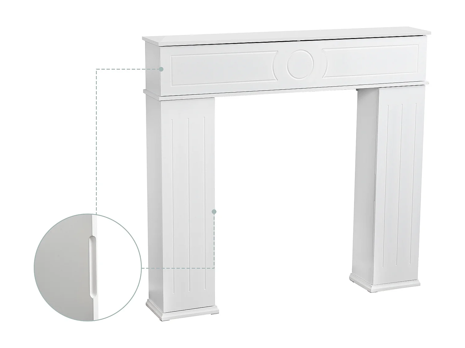 Cheminée avec espace de rangement et étagères - 107 x 100 x 18 cm - Blanc