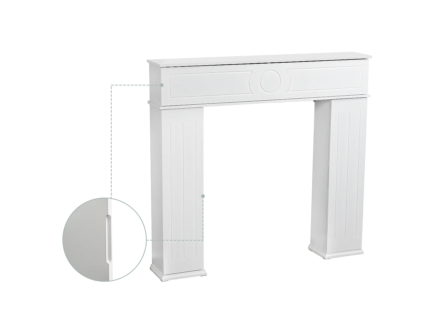 Cheminée avec espace de rangement et étagères - 107 x 100 x 18 cm - Blanc