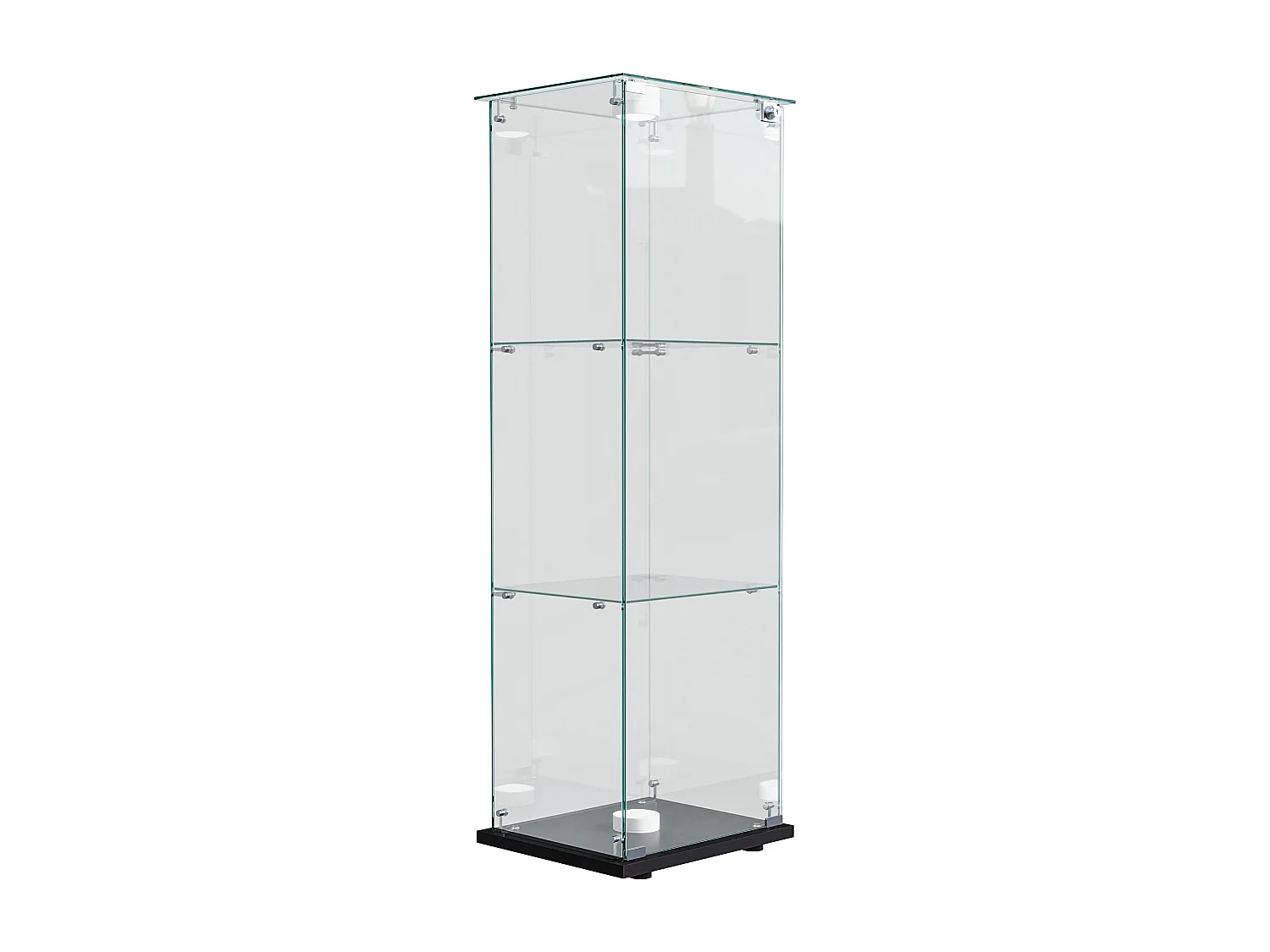 Vitrine en verre à 3 étagères avec luminaire tactile - 123.3 x 39.8 x 35 cm - Vitrine étroite - noir