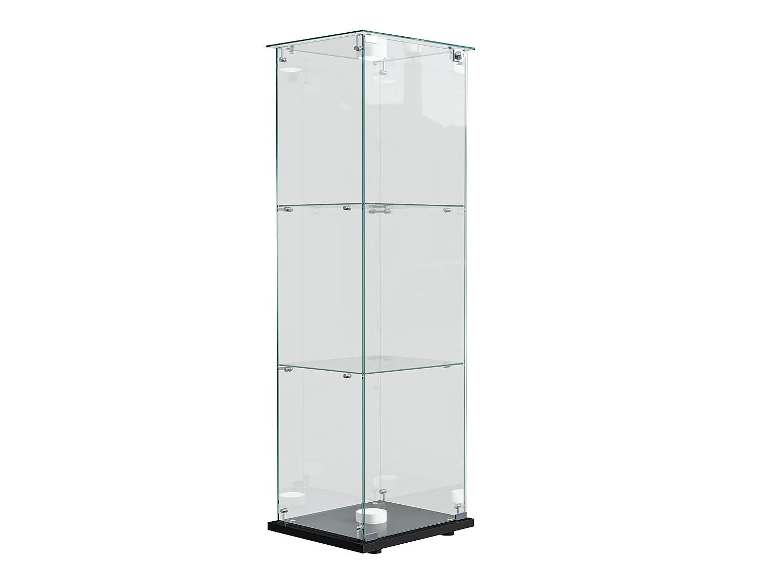 Vitrine en verre à 3 étagères avec luminaire tactile - 123.3 x 39.8 x 35 cm - Vitrine étroite - noir