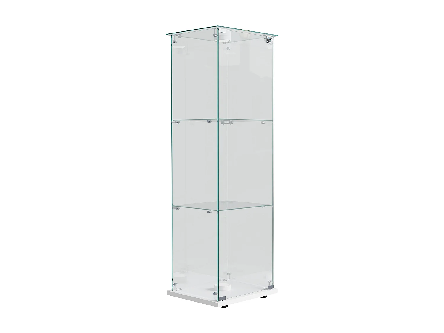 Glazen vitrinekast met 3 planken en touchverlichting – 123,3 x 39,8 x 35 cm – Smalle vitrinekast – wit