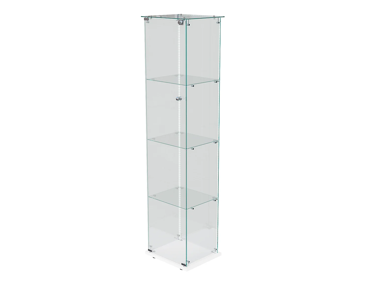 Vitrina de cristal con 4 estantes e iluminación LED - 163 x 39 x 35 cm - Vitrina estrecha - blanco