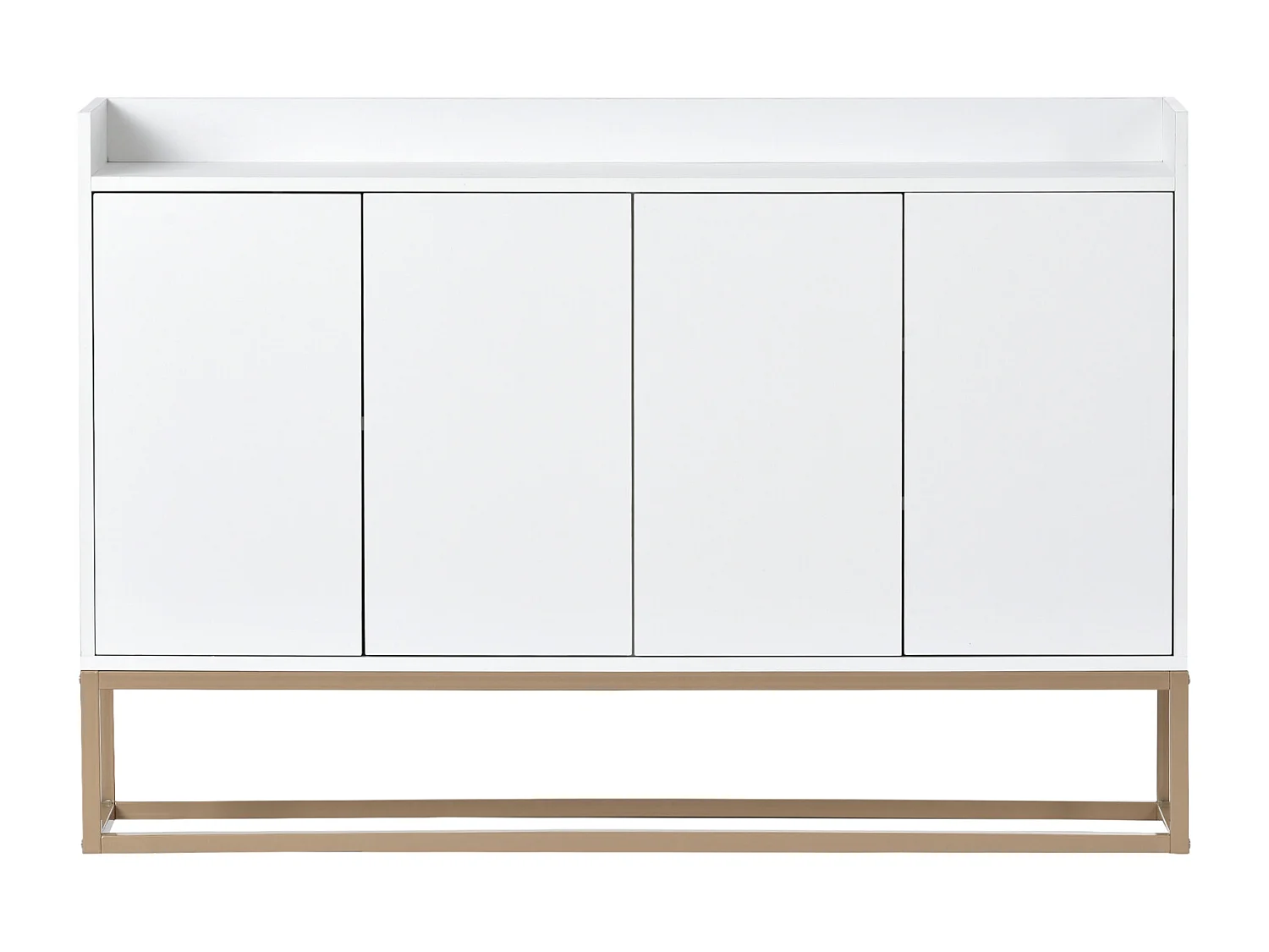 Buffet moderne minimaliste avec 4 portes et cadre en métal pour salle à manger, salon, cuisine,Blanc,120×30×80cm