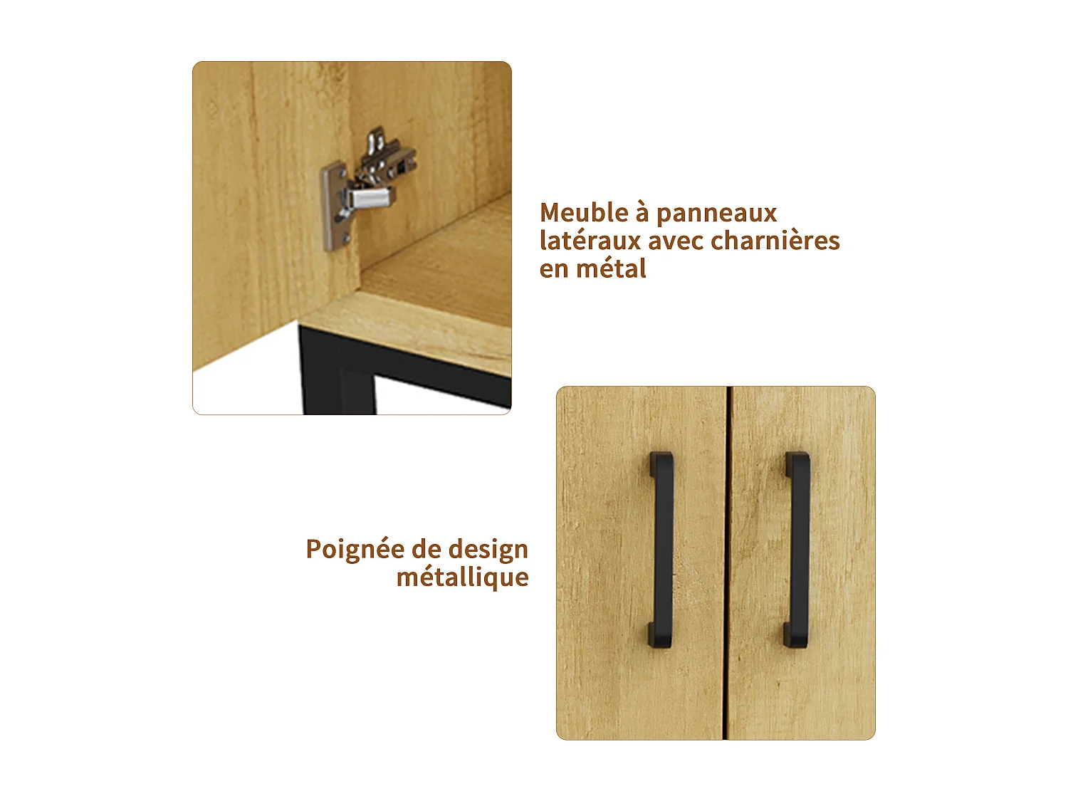 Buffet, meuble de rangement à 4 portes, meuble de cuisine , pour entrée, salon, cuisine, chambre, 160 x 35 x 80 cm