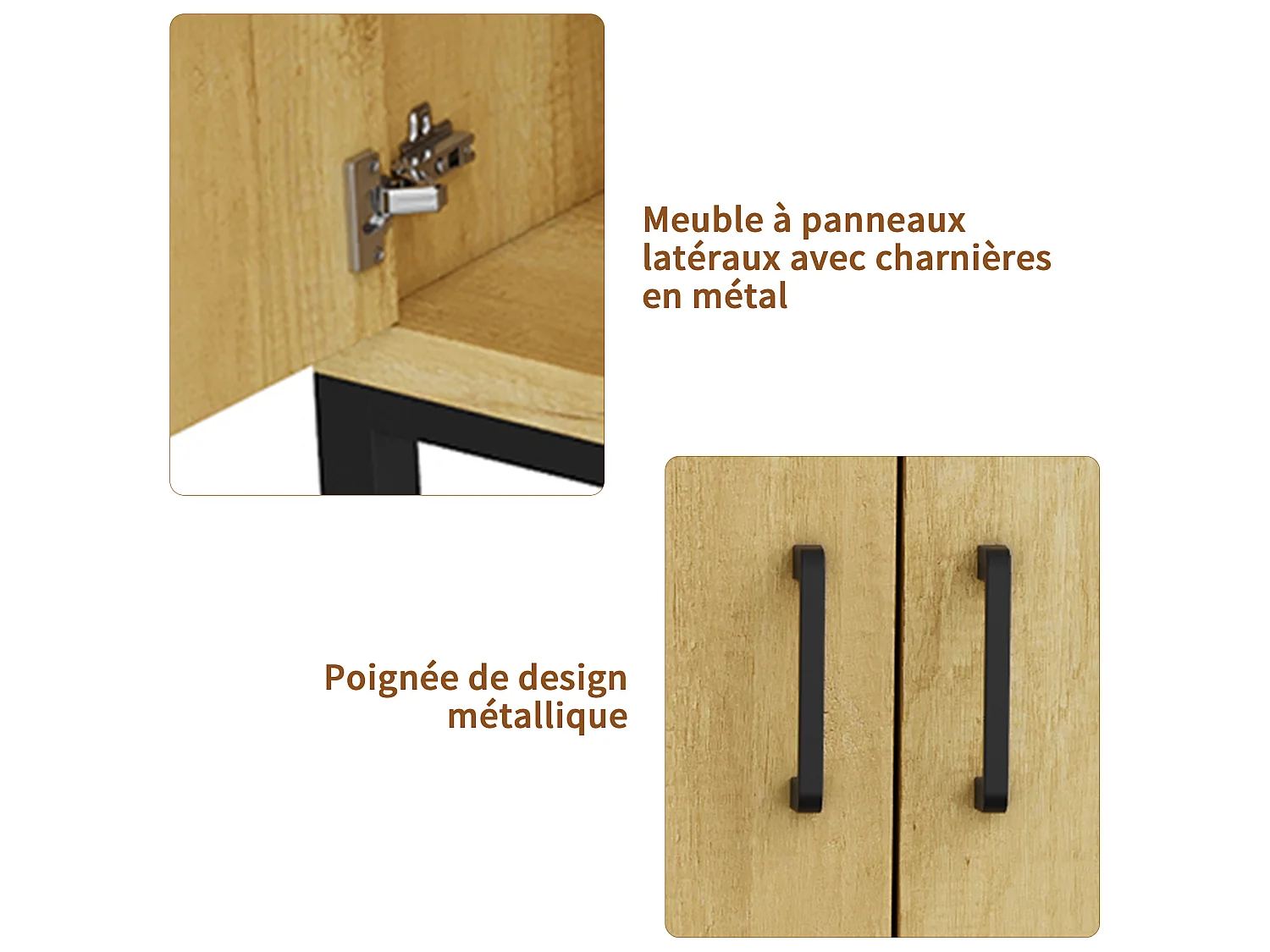 Buffet, meuble de rangement à 4 portes, meuble de cuisine , pour entrée, salon, cuisine, chambre, 160 x 35 x 80 cm