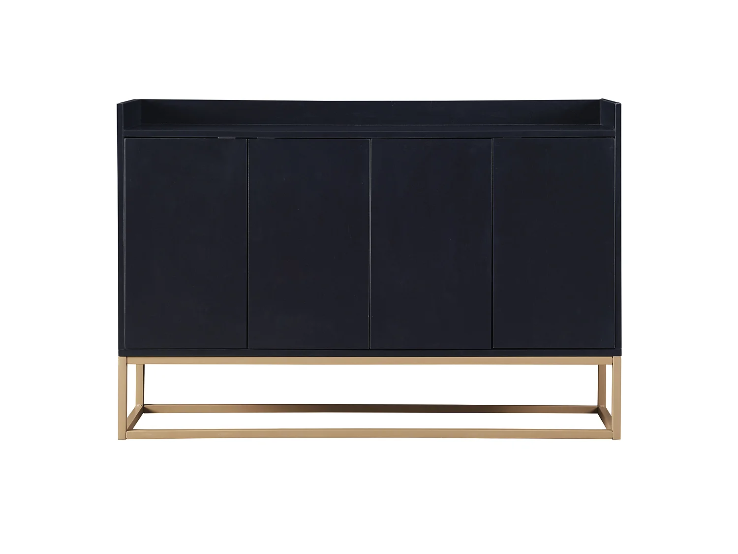 Aparador minimalista moderno con 4 puertas y estructura de metal para comedor, salón, cocina, Negro, 120×30×80cm