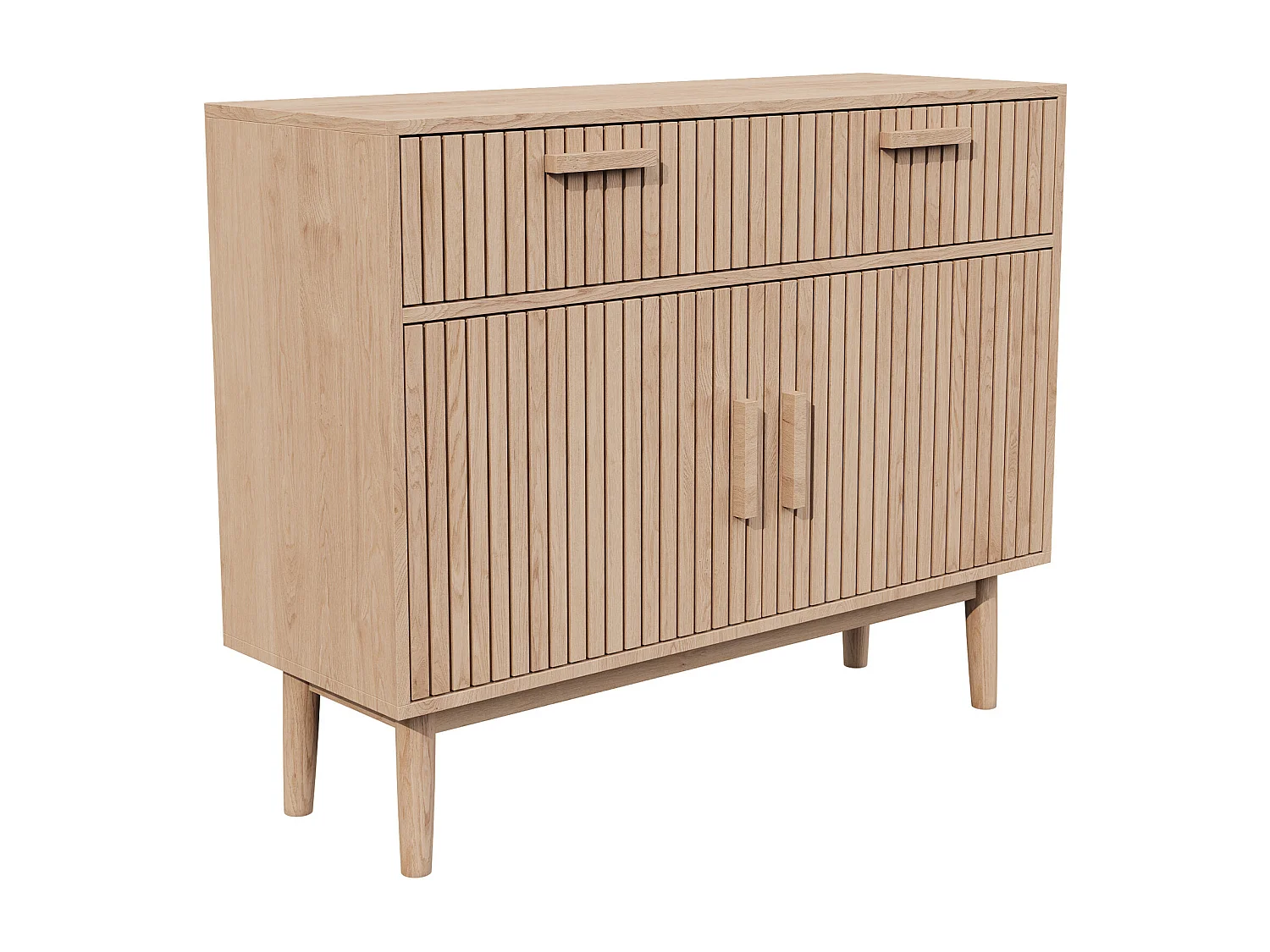 Buffet commode à 2 tiroirs et 2 portes, meuble de cuisine, bois, 100 x 35 x 80 cm