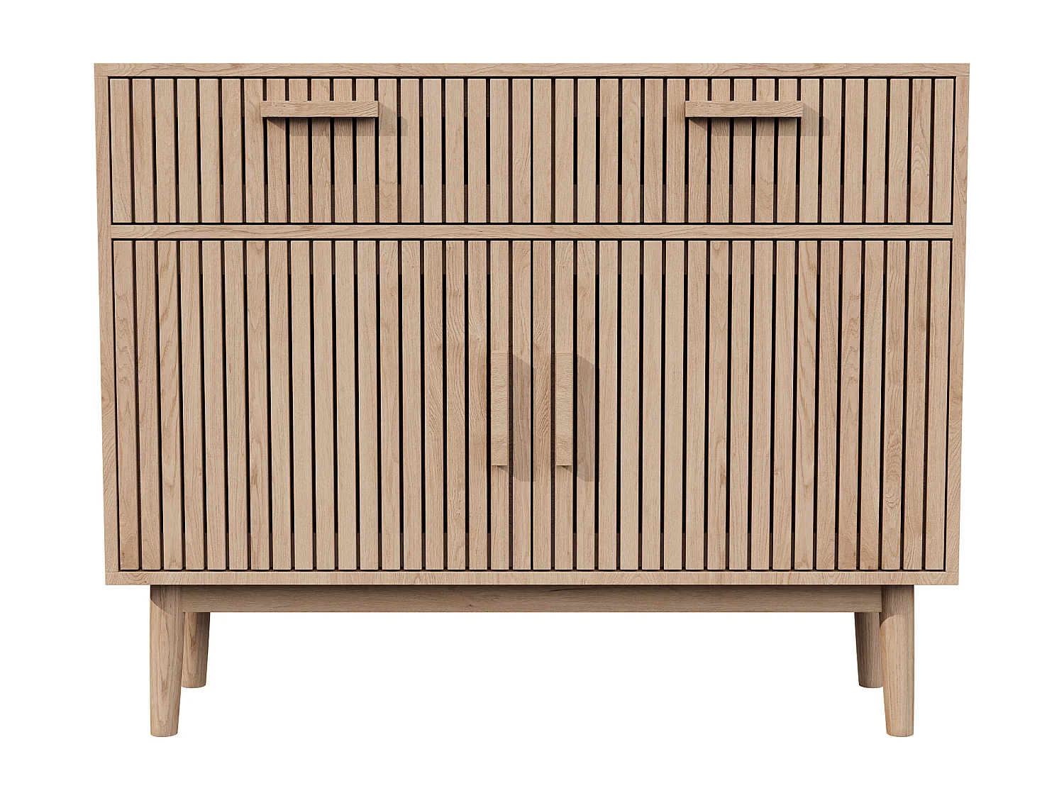 Buffet commode à 2 tiroirs et 2 portes, meuble de cuisine, bois, 100 x 35 x 80 cm