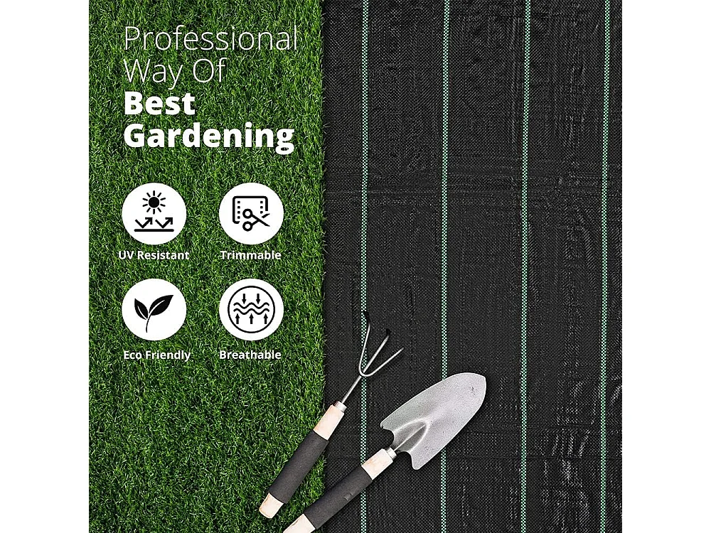 Dripex Toiles de Paillage 2m x 5m, Toile Anti Mauvaises Herbes Jardin 90g/㎡, Geotextile, Bache Noire Agricole, Tissu Perméable à l'eau