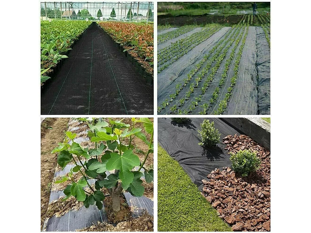 Dripex Toiles de Paillage 2m x 5m, Toile Anti Mauvaises Herbes Jardin 90g/㎡, Geotextile, Bache Noire Agricole, Tissu Perméable à l'eau