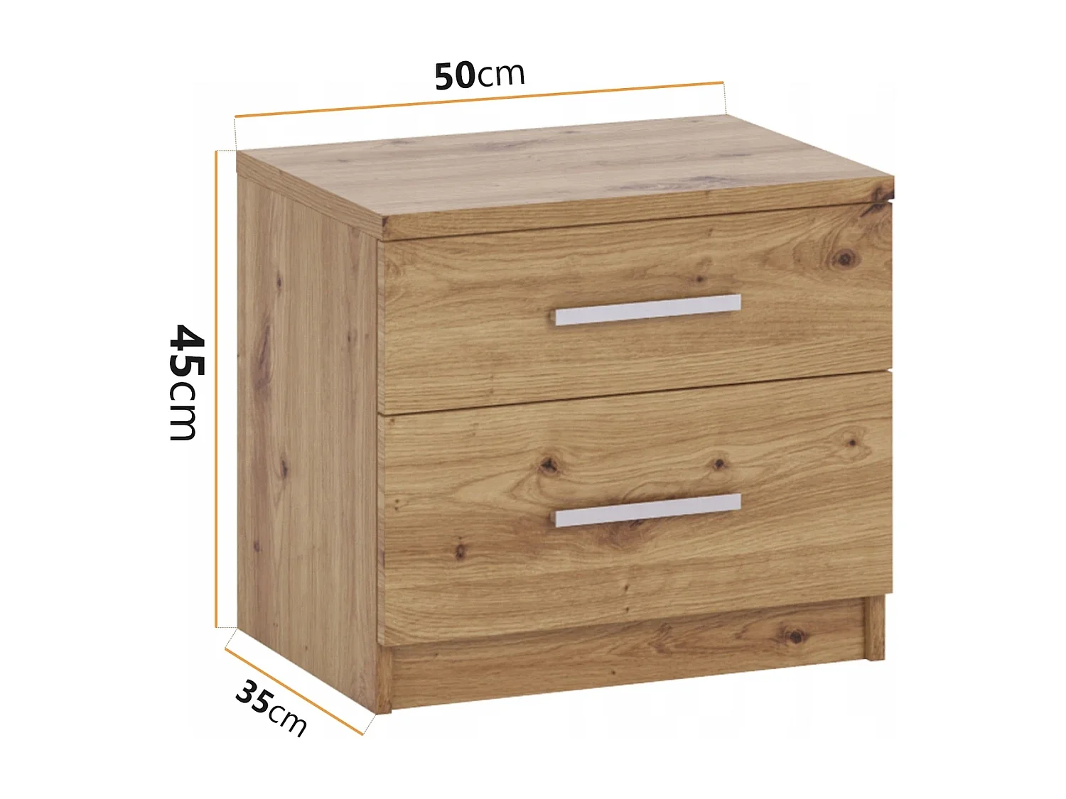 Nachtkastje Tamiza 50 cm - Artisan Eiken met 2 lades