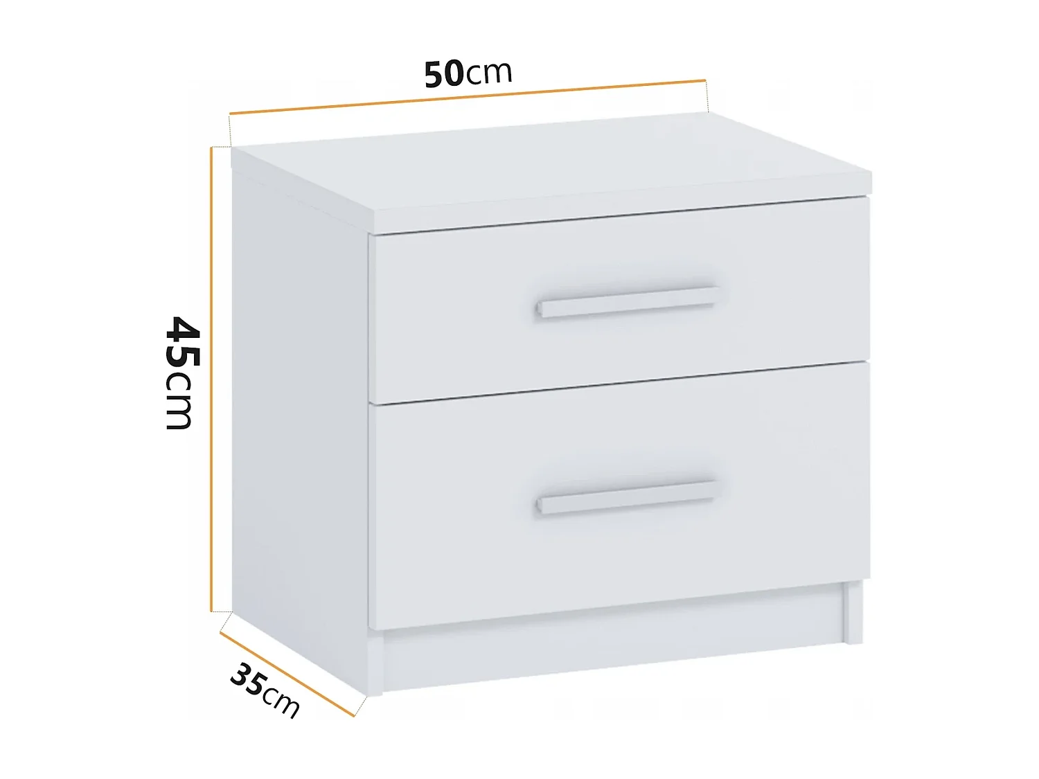 Nachtkastje Tamiza 50 cm - Wit met 2 lades