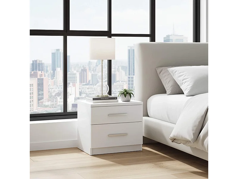 Nachtkastje Tamiza 50 cm - Wit met 2 lades