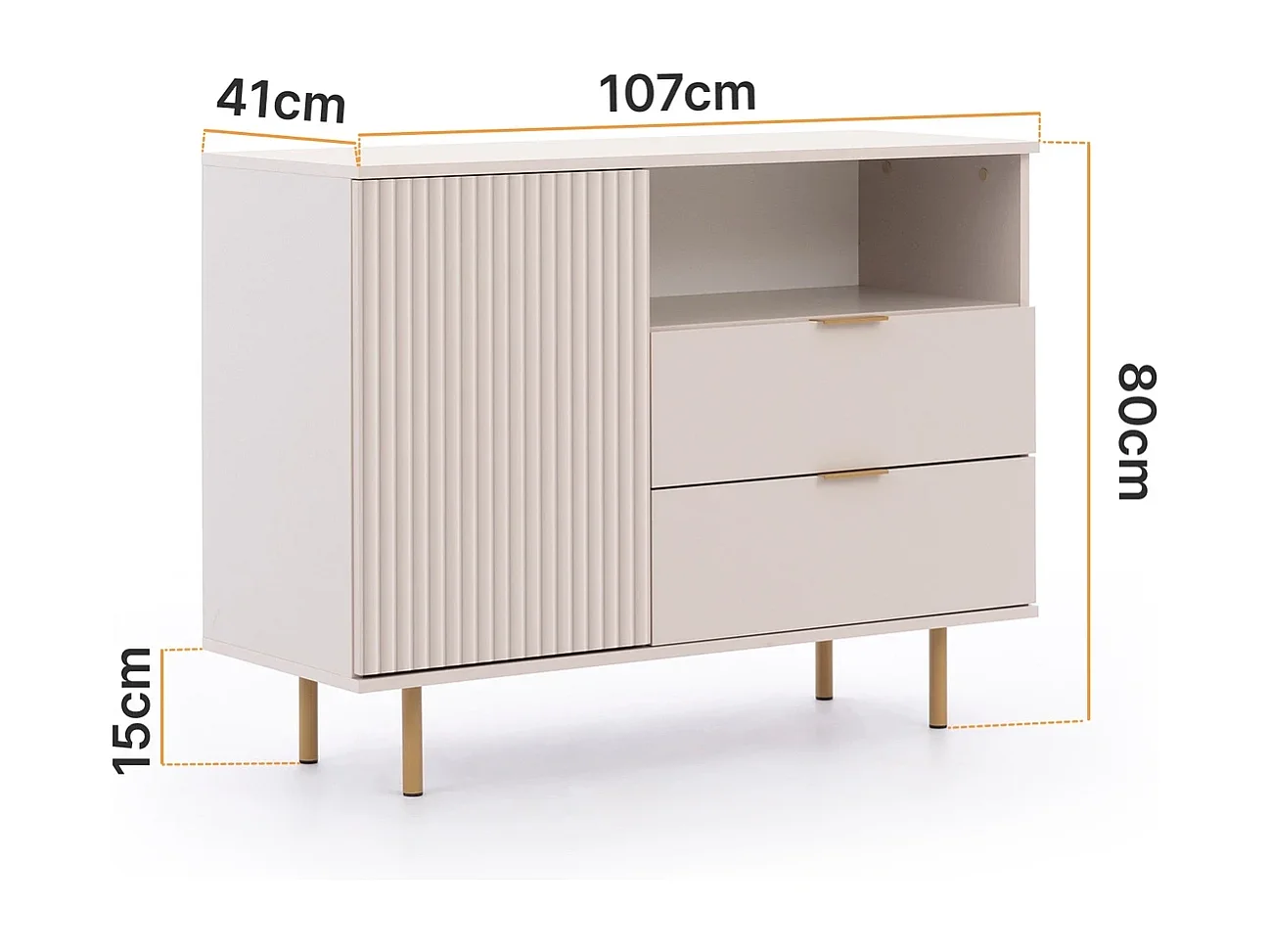 Kompakte Kommode 107 cm Nubia - Kaschmir und Gold