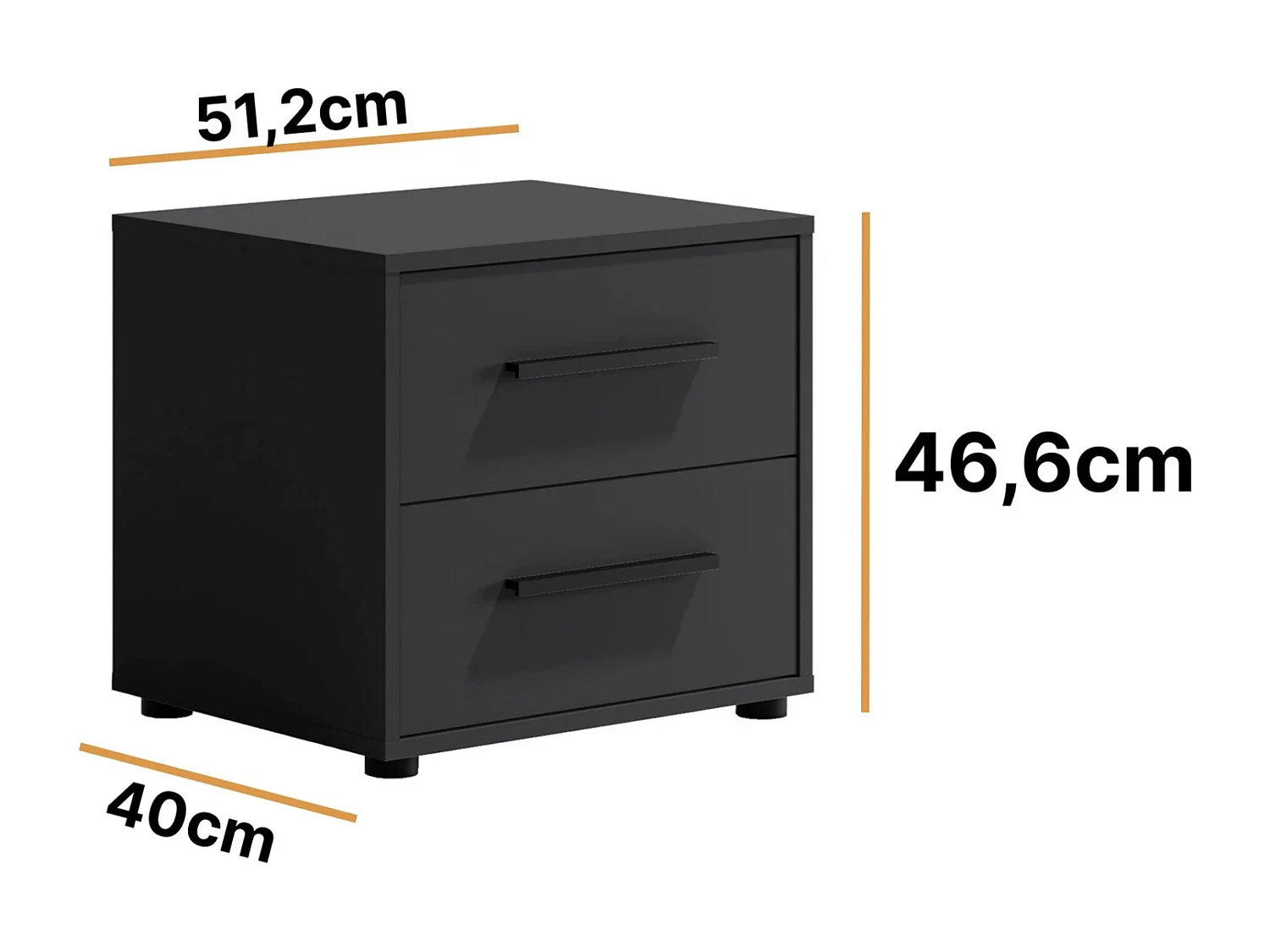 Nachttisch Modena 2 Schubladen - Schwarz Matt