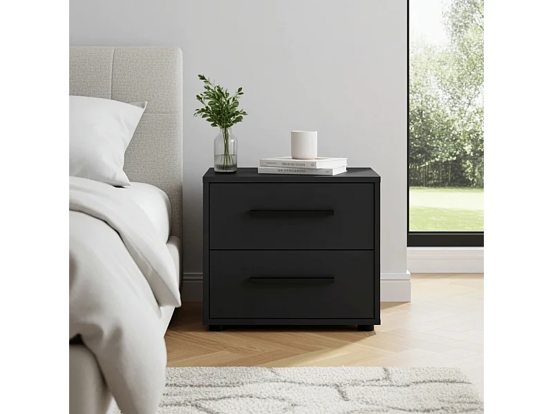 Nachttisch Modena 2 Schubladen - Schwarz Matt