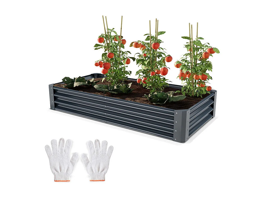 Carré Potager de Jardin surélevé en acier Antracite 30x90x180cm M pour balcon ou jardin