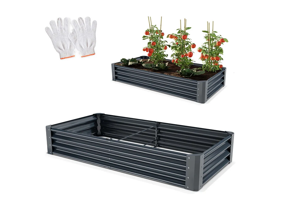 Carré Potager de Jardin surélevé en acier Antracite 30x90x180cm M pour balcon ou jardin