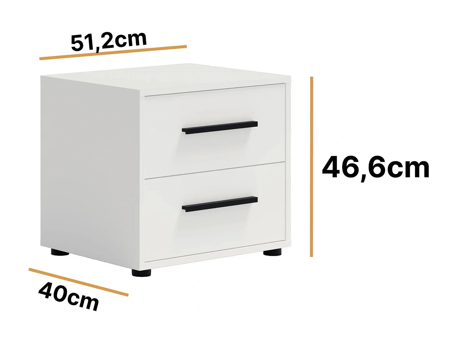 Chevet Modena 2 tiroirs - Blanc Mat