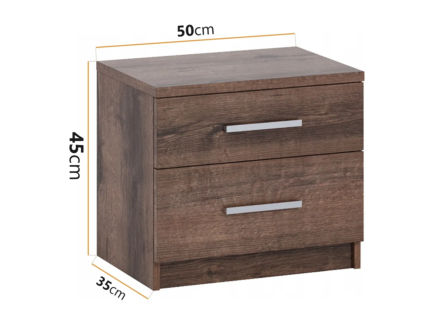 Chevet Tamiza 50 cm - Chêne Monastery avec 2 tiroirs