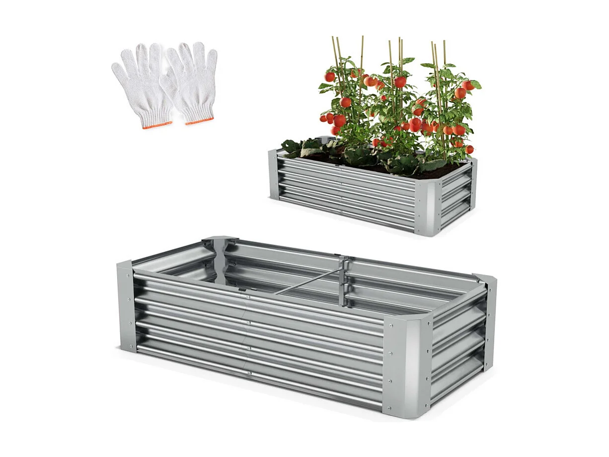Carré Potager de Jardin surélevé en acier argenté 30x60x120cm S pour balcon ou jardin
