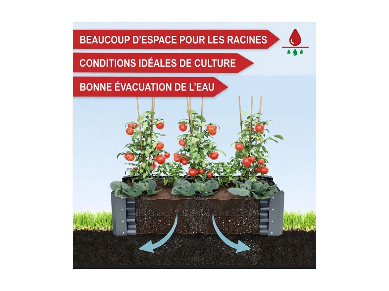 Carré Potager de Jardin surélevé en acier argenté 30x60x120cm S pour balcon ou jardin