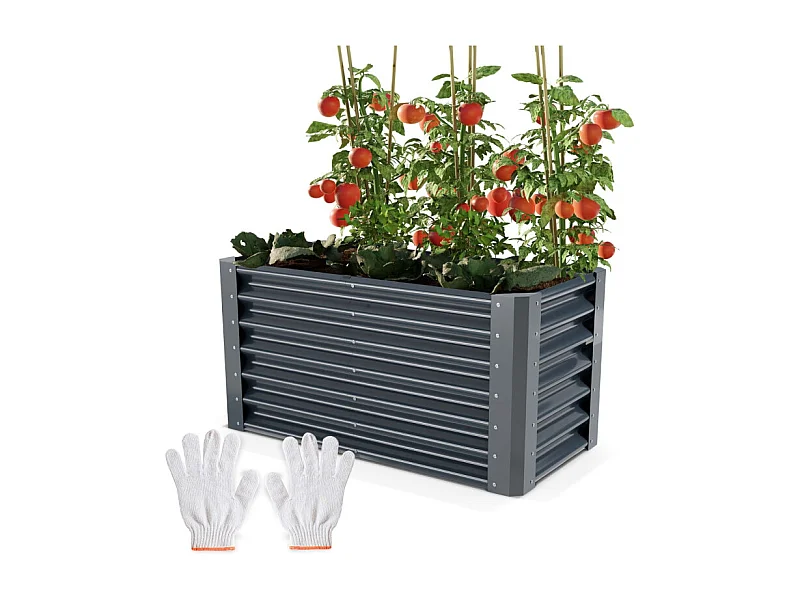 Carré Potager de Jardin surélevé en acier Antracite 60x60x120cm L pour balcon ou jardin