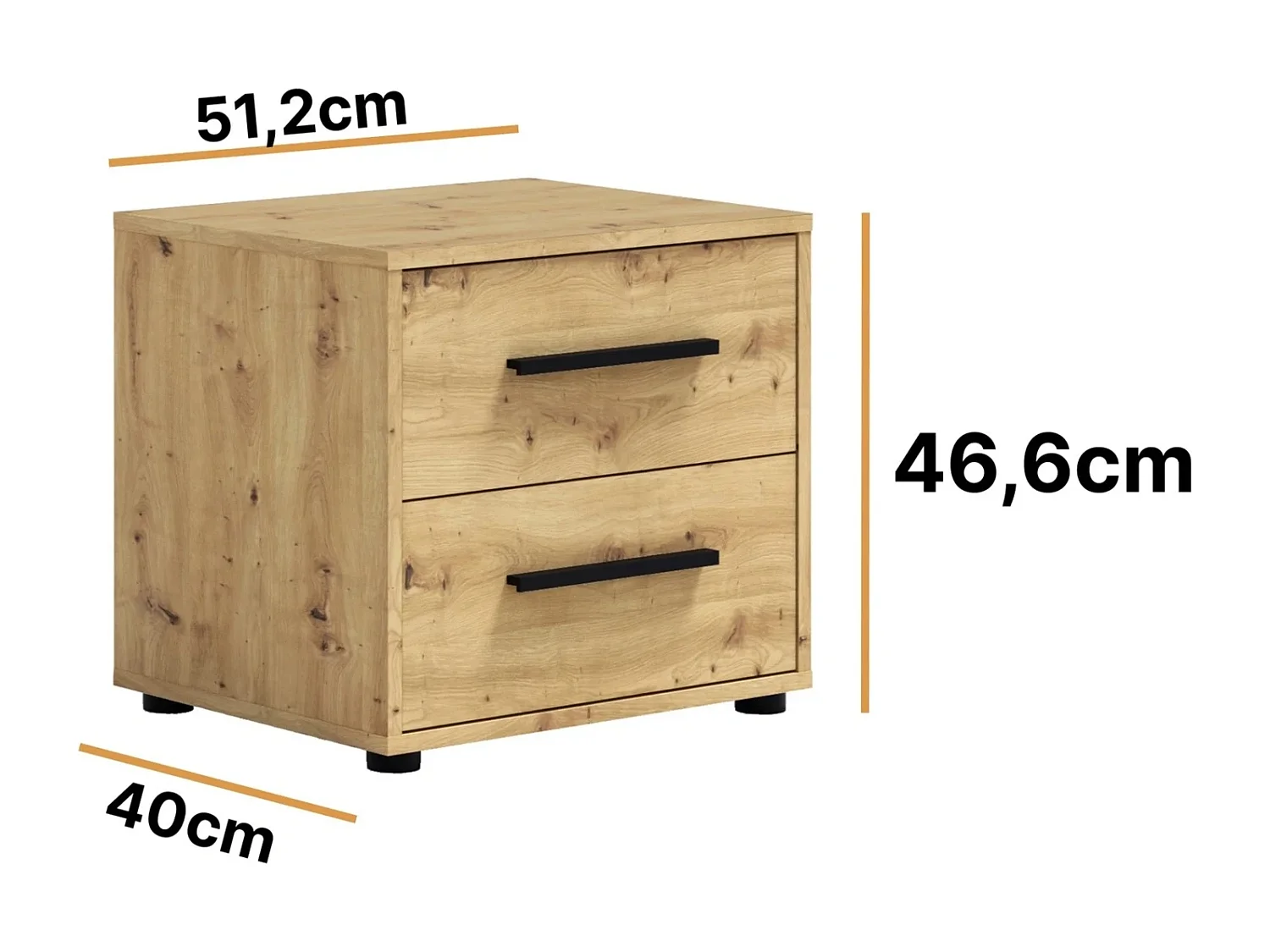 Chevet Modena 2 tiroirs - Chêne Artisan