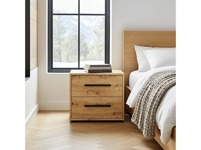 Chevet Modena 2 tiroirs - Chêne Artisan