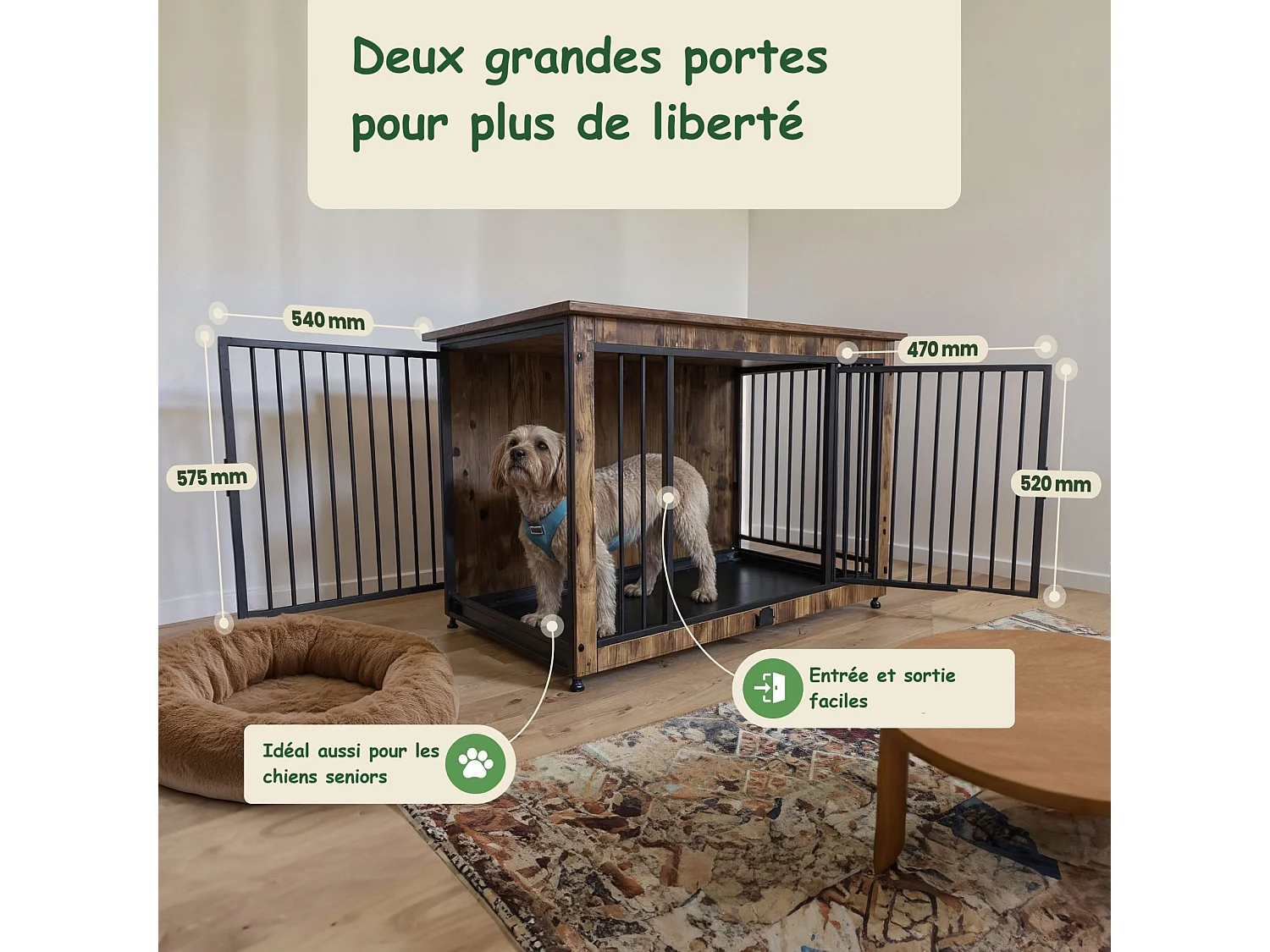 Niche pour chien intérieur 98x70x65cm cage pour chiots Max