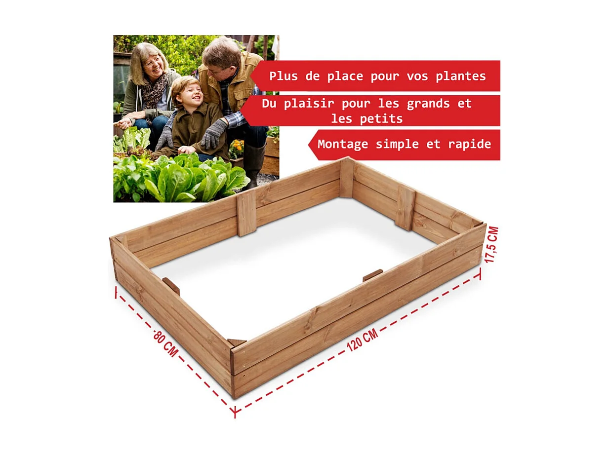 Carré potager eb bois surélvé 3 pièces Jardinière Chassis