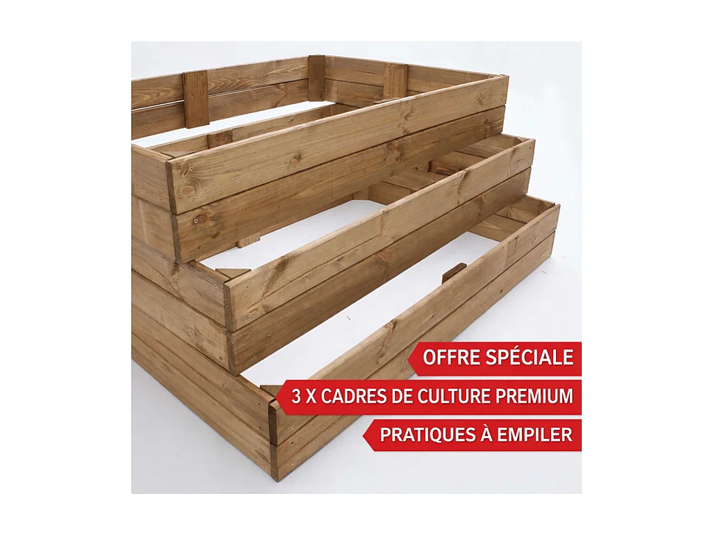 Carré potager eb bois surélvé 3 pièces Jardinière Chassis