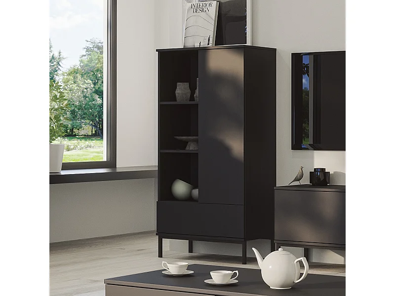 Bibliothèque basse 70 cm Dallas - Noir Mat