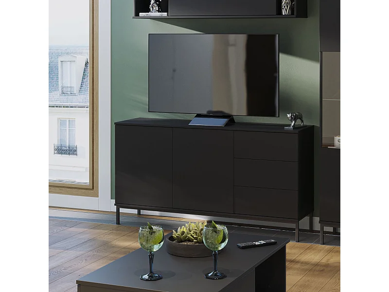 Dressoir 150 cm Dallas - Mat Zwart