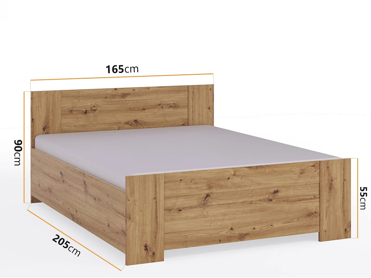 Stauraumbett Tamiza 160x200 - Artisan Eiche mit Taschenfederkern-Kokos-Matratze