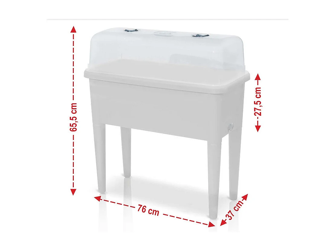 Carré potager sur pied plastique Blanc avec couvercle 76x 66x37cm Jardinière surélevée