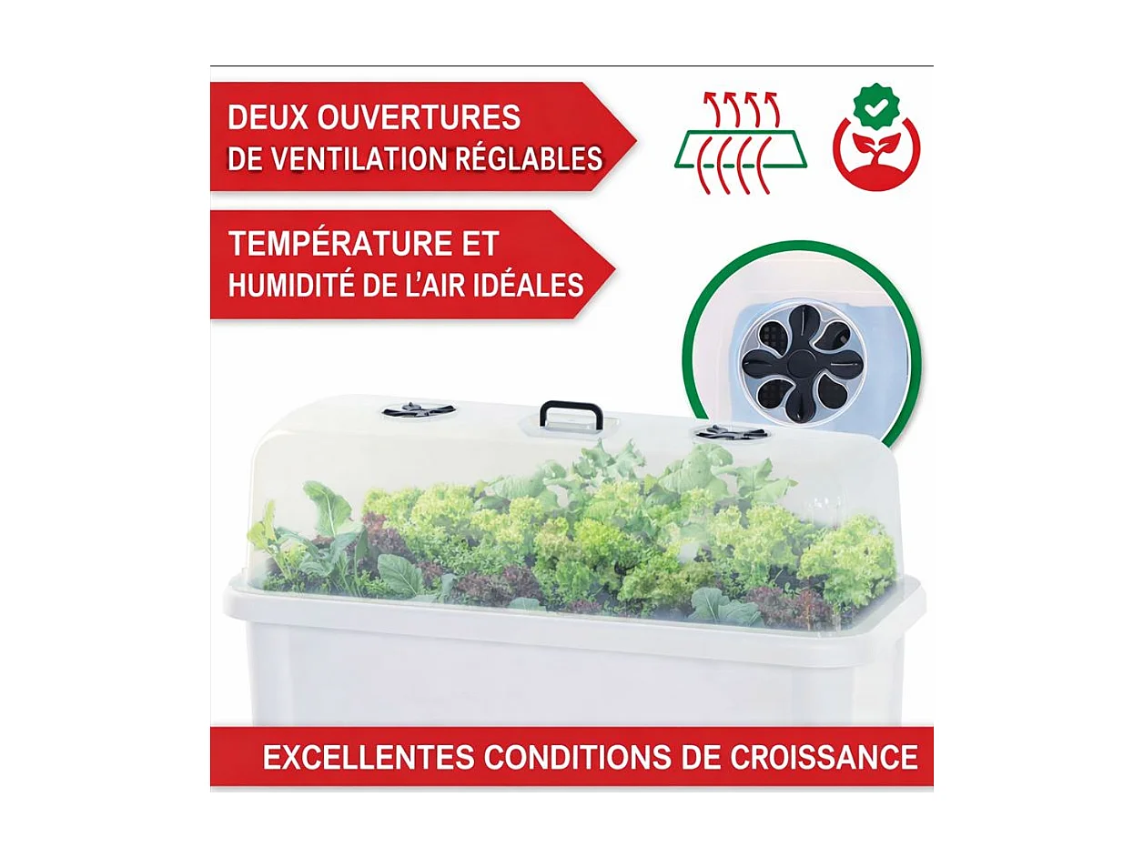 Carré potager sur pied plastique Blanc avec couvercle 76x 66x37cm Jardinière surélevée