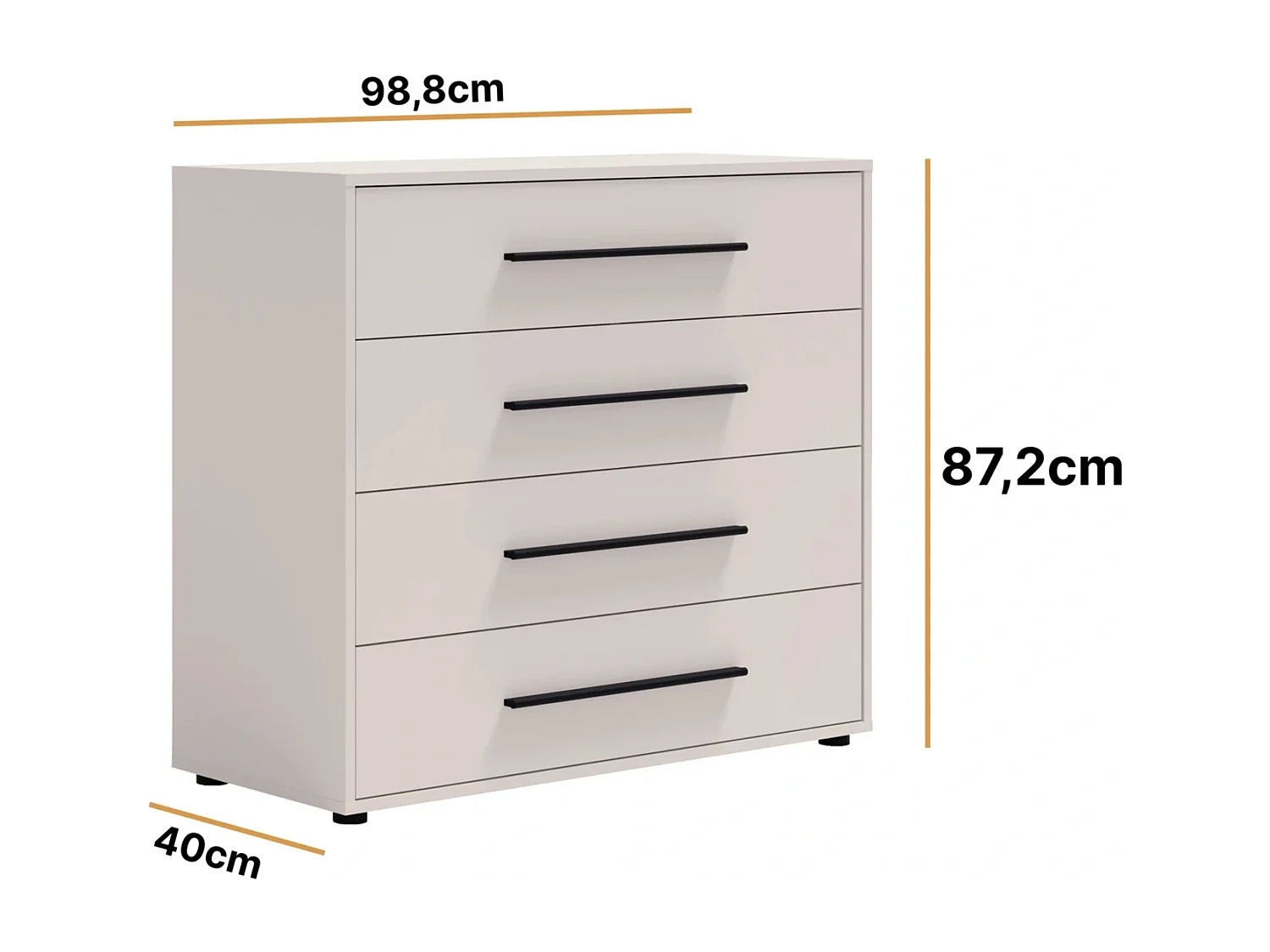 Kommode Modena 4 Schubladen - Kaschmir
