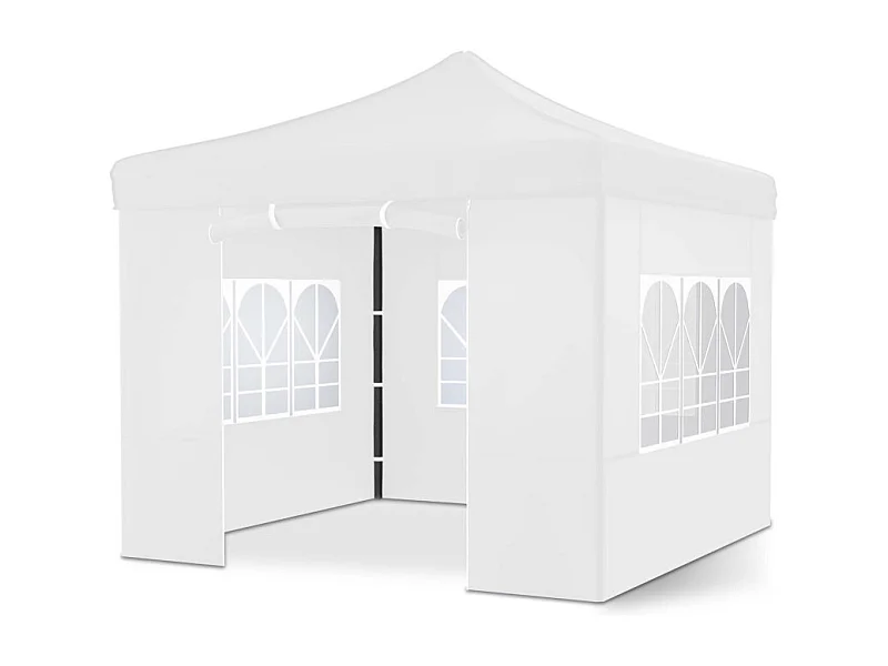 Pavillon 3x3m Tonnelle de jardin pliable Blanc avec fenêtres Sac de rangement inclus