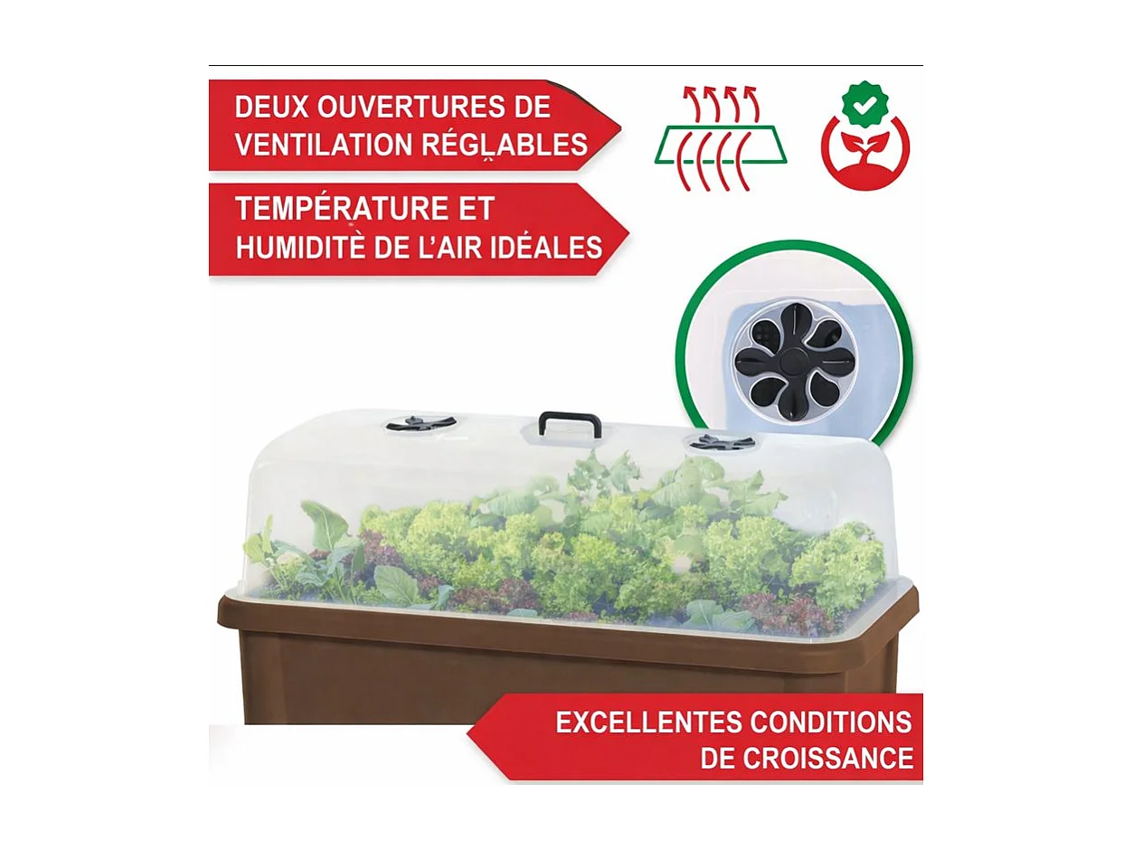 Carré potager sur pied plastique Marron avec couvercle 76x 66x37cm Jardinière surélevée