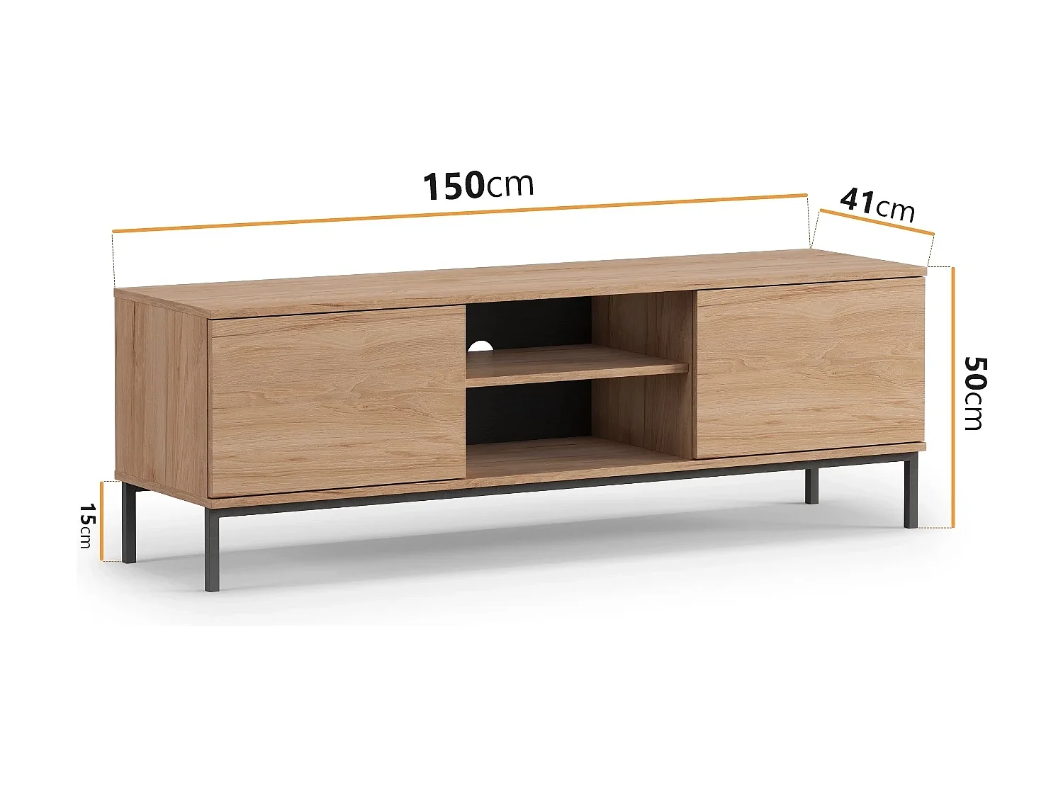 Großes Wohnwand Komplettset Dallas I - Hickory Natur (6-teilig)