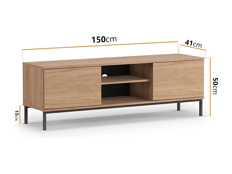 Großes Wohnwand Komplettset Dallas I - Hickory Natur (6-teilig)