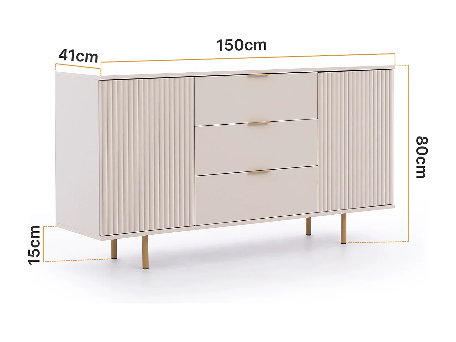 Kommode 150 cm Nubia - Kaschmir und Gold