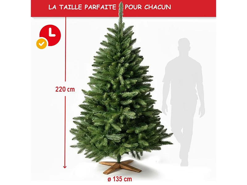 Sapin de Noël artificiel 220cm Arbre de Noël Support et sac de rangement  inclus