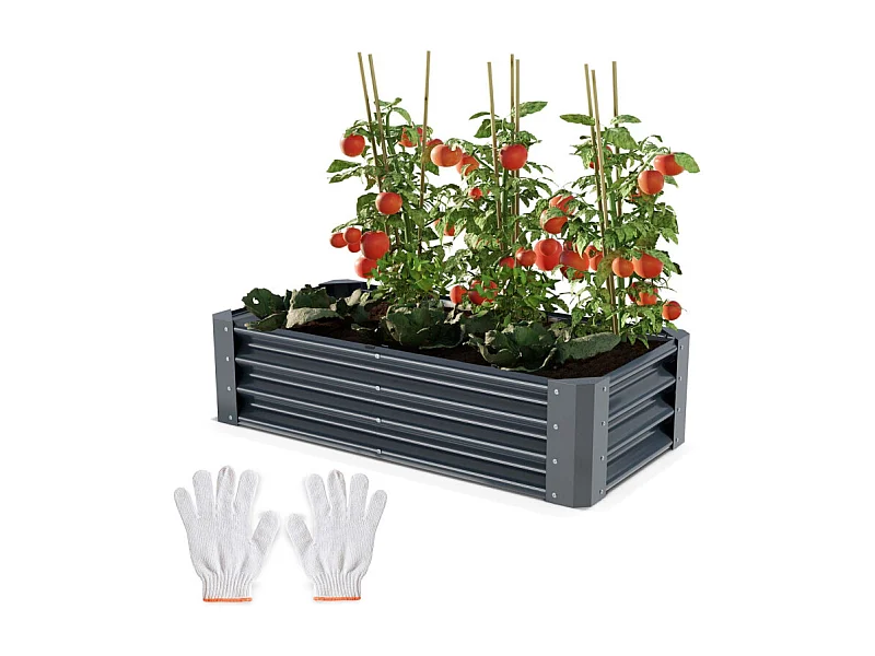 Carré Potager de Jardin surélevé en acier Antracite 30x60x120cm S pour balcon ou jardin